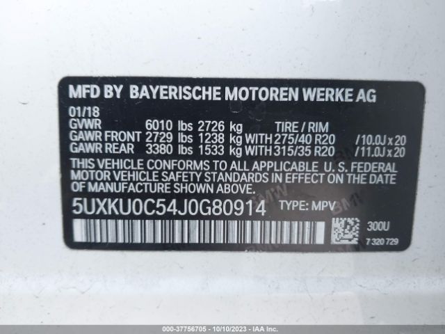 5UXKU0C54J0G80914 BMW X6 Sdrive35i