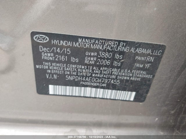 Hyundai Elantra Value Edition 2016 5NPDH4AE0GH797455 Image 9