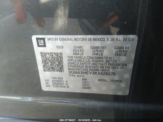 Chevrolet EQUINOX LS 2019 3GNAXHEV3KS628270 Image 9