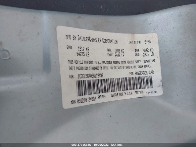 2006 CHRYSLER SEBRING SDN 1C3EL56R06N119490 Photo 8
