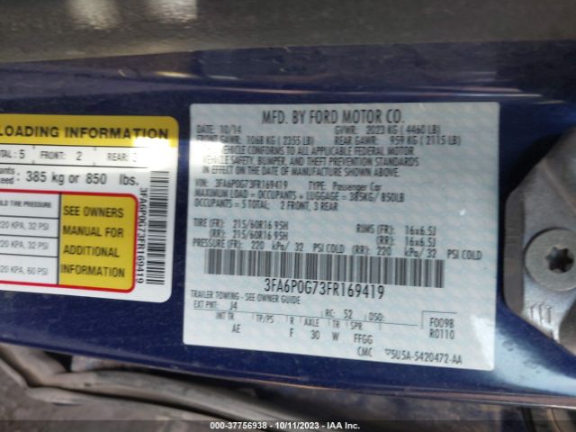3FA6P0G73FR169419 Ford FUSION S