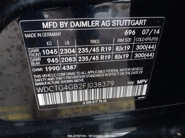 WDCTG4GB2FJ038379 Mercedes-Benz Gla-class Gla 250