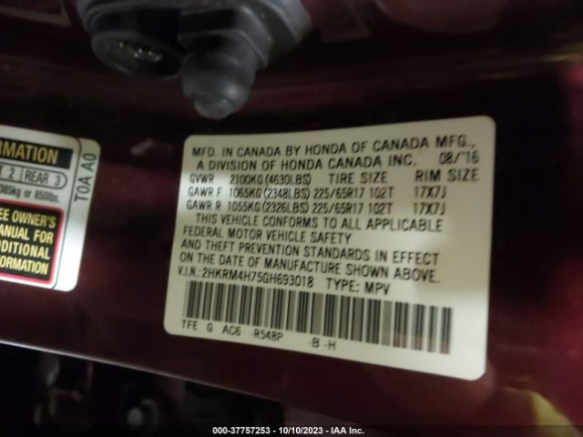 2HKRM4H75GH693018 Honda Cr-v Ex-l