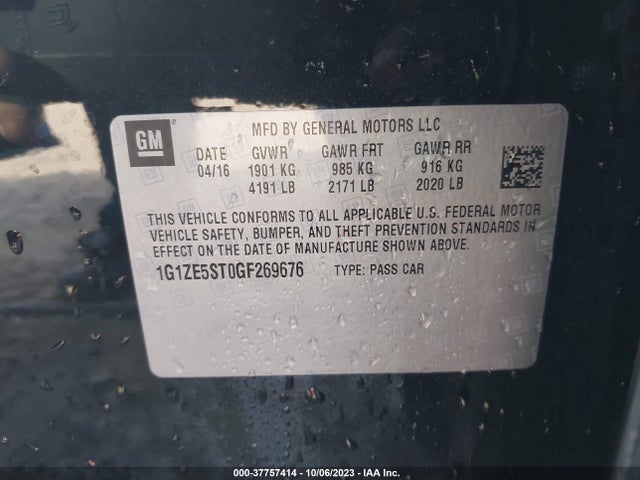 Chevrolet MALIBU 1LT 2016 1G1ZE5ST0GF269676 Image 9