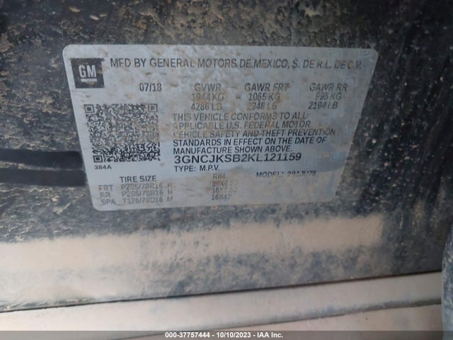 Chevrolet TRAX LS 2019 3GNCJKSB2KL121159 Image 9