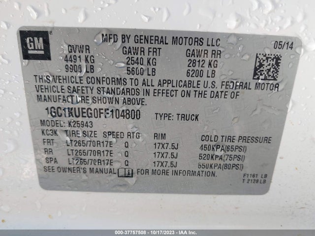 Chevrolet Silverado 2500hd Wt 2015 1GC1KUEG0FF104800 Image 9