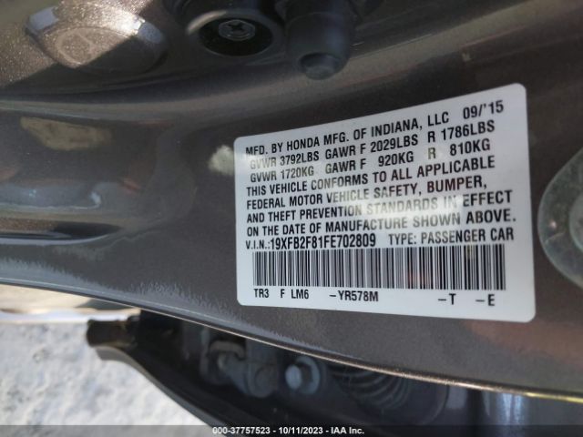 19XFB2F81FE702809 Honda Civic Sedan Ex