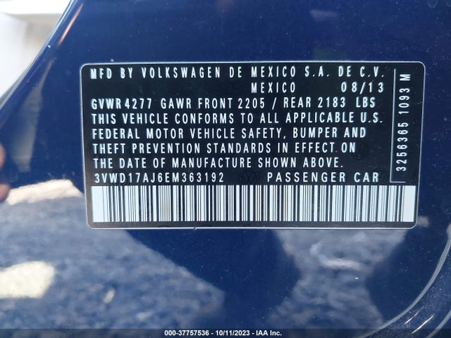 3VWD17AJ6EM363192 Volkswagen Jetta Sedan Se