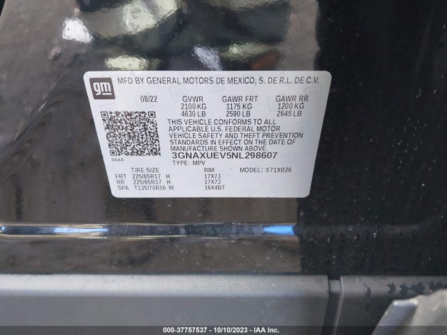 Chevrolet EQUINOX LT 2022 3GNAXUEV5NL298607 Image 9