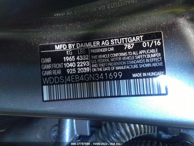WDDSJ4EB4GN341699 Mercedes-Benz Cla Cla 250