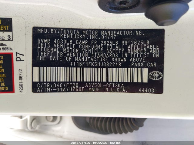 Toyota CAMRY SE 2017 4T1BF1FK6HU382248 Image 9