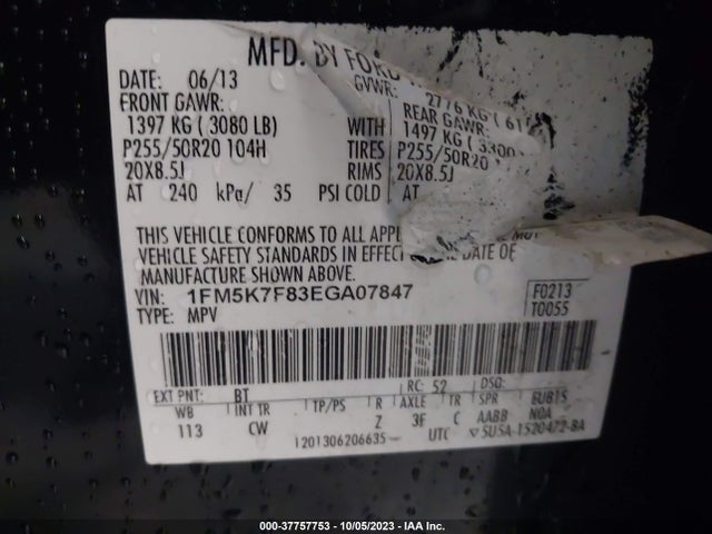 Ford Explorer Limited 2014 1FM5K7F83EGA07847 Image 9