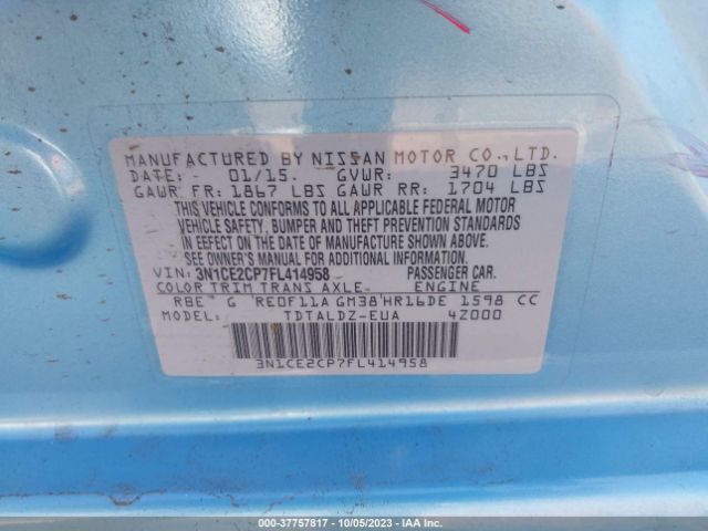 3N1CE2CP7FL414958 Nissan Versa Note Sv