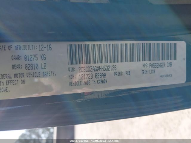 2C3CDZAGXHH532126 Dodge Challenger Sxt