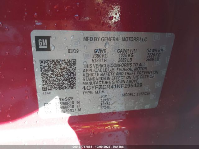 1GYFZCR41KF195429 Cadillac Xt4 Fwd Premium Luxury