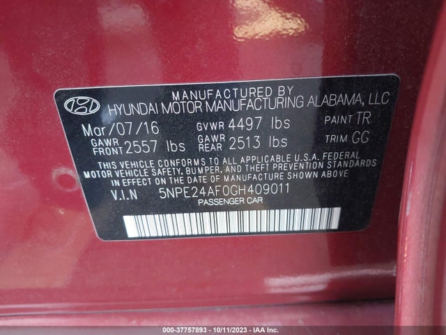 Hyundai SONATA 2016 5NPE24AF0GH409011 Image 9