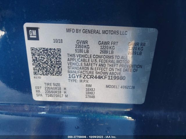 1GYFZCR44KF119980 Cadillac Xt4 Fwd Premium Luxury