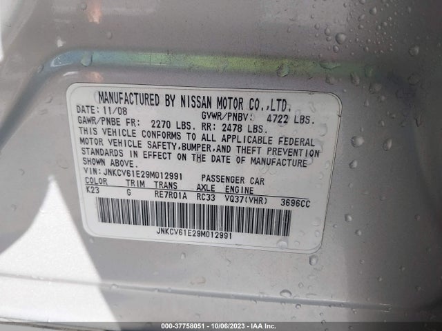 2009 INFINITI G37 JNKCV61E29M012991 Photo 8