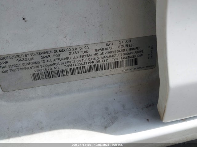 2010 VOLKSWAGEN JETTA 3VWTL7AJ1AM639312 Photo 8