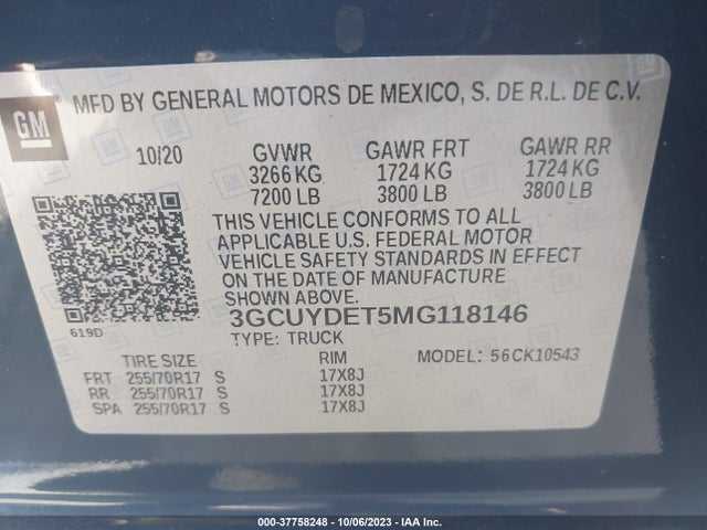 Chevrolet Silverado 1500 Lt 2021 3GCUYDET5MG118146 Image 9