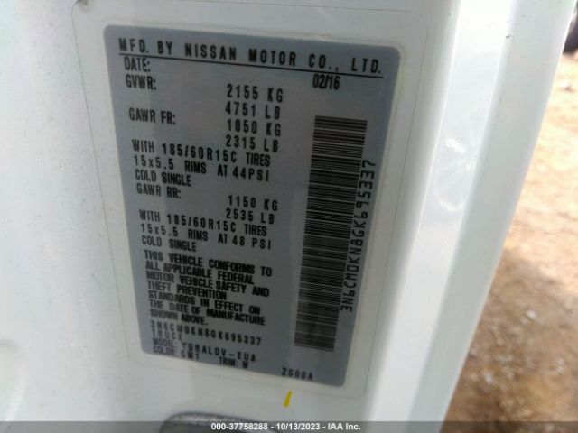 3N6CM0KN8GK695337 Nissan Nv200 S/sv