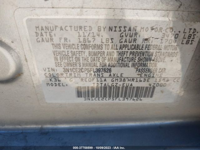 3N1CE2CP5FL397626 Nissan Versa Note Sr