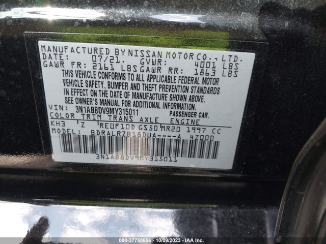 Nissan SENTRA SR 2021 3N1AB8DV9MY315011 Image 9