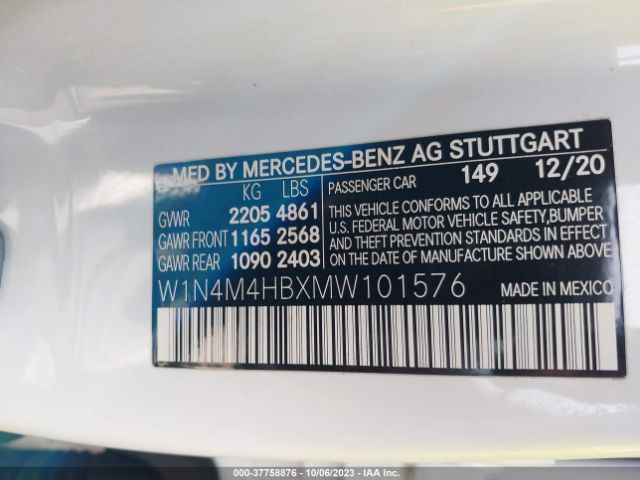 W1N4M4HBXMW101576 Mercedes-Benz Glb Glb 250