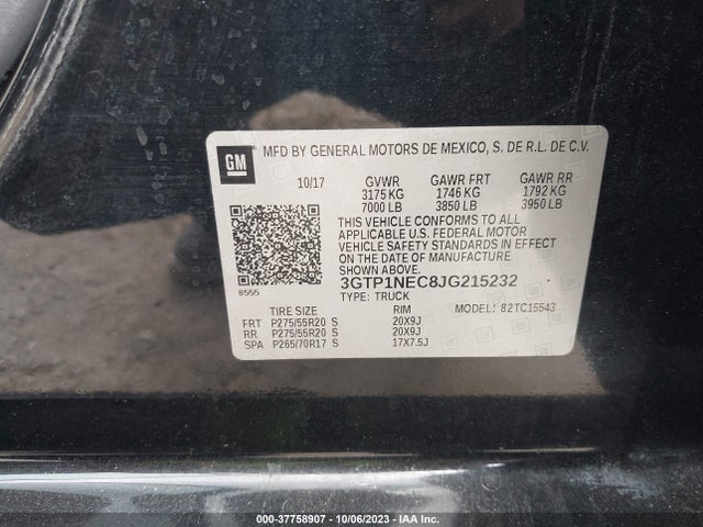 GMC Sierra 1500 Slt 2018 3GTP1NEC8JG215232 Image 9