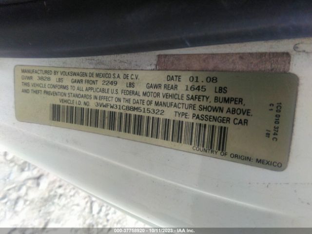 2008 VOLKSWAGEN NEW BEETLE COUPE 3VWFW31C88M515322 Photo 8