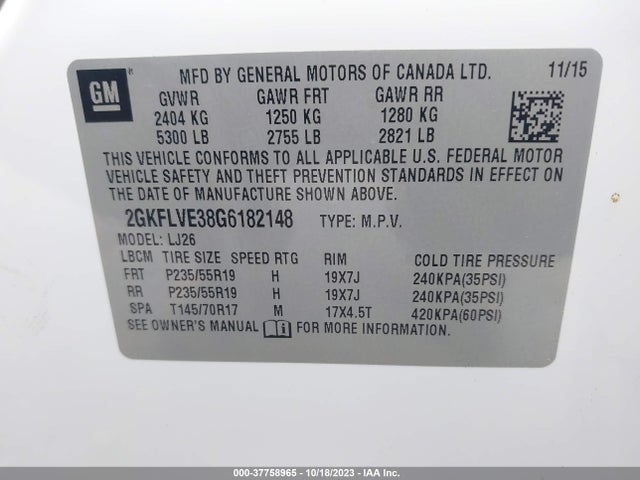 GMC Terrain Denali 2016 2GKFLVE38G6182148 Image 9