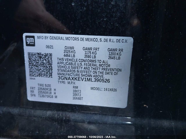 Chevrolet EQUINOX LT 2021 3GNAXKEV1ML390526 Image 9