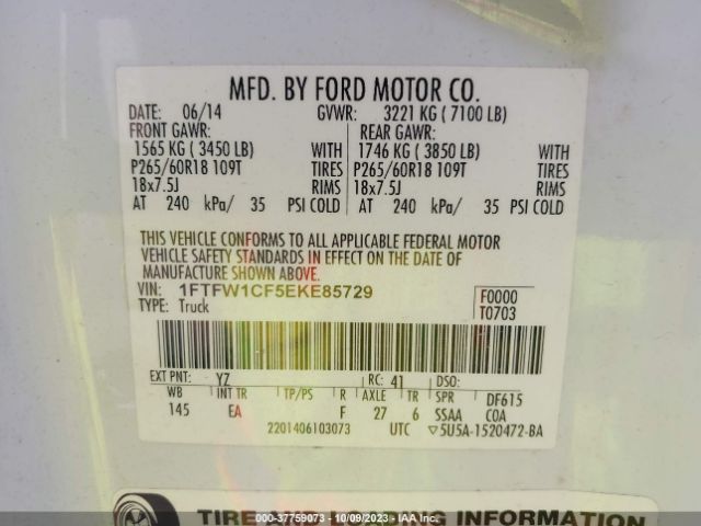 1FTFW1CF5EKE85729 Ford F-150 Xl/stx/xlt/fx2/lariat