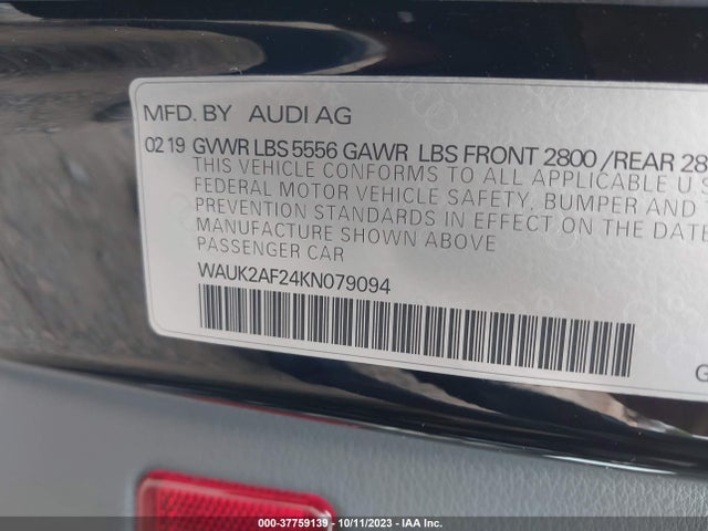 WAUK2AF24KN079094 Audi A6 PREMIUM