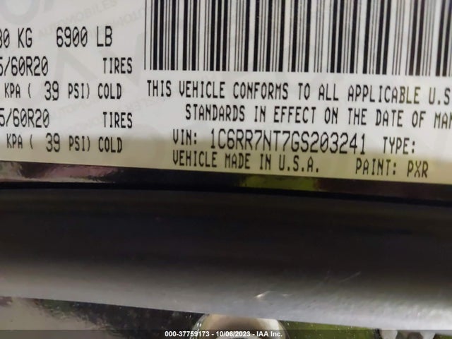 1C6RR7NT7GS203241 RAM 1500 Laramie