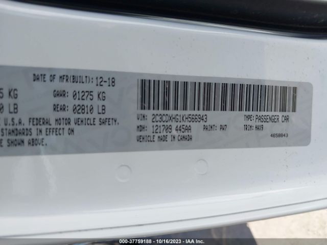 2C3CDXHG1KH566943 Dodge Charger Gt Rwd