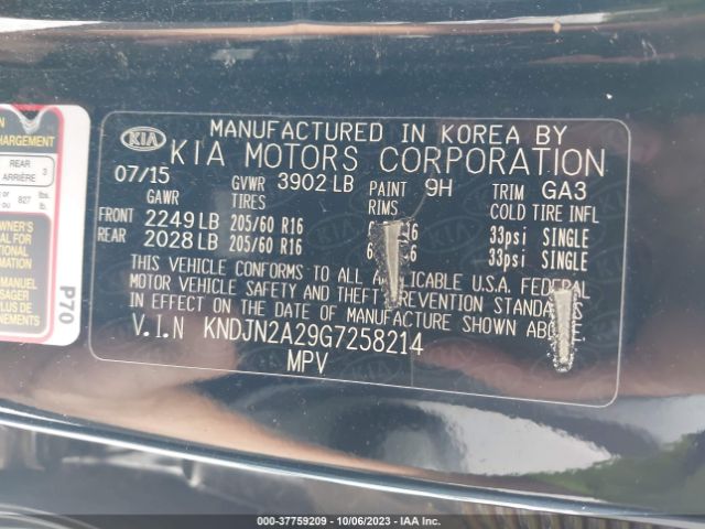 KNDJN2A29G7258214 KIA Soul Base