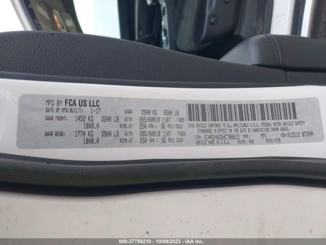 1C4RDHAG5HC780612 Dodge Durango Sxt