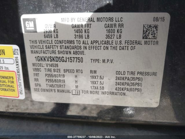1GKKVSKD5GJ157750 GMC Acadia Slt-2