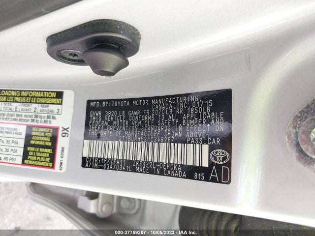 2015 TOYOTA COROLLA L VIN: 2T1BURHE2FC348267
