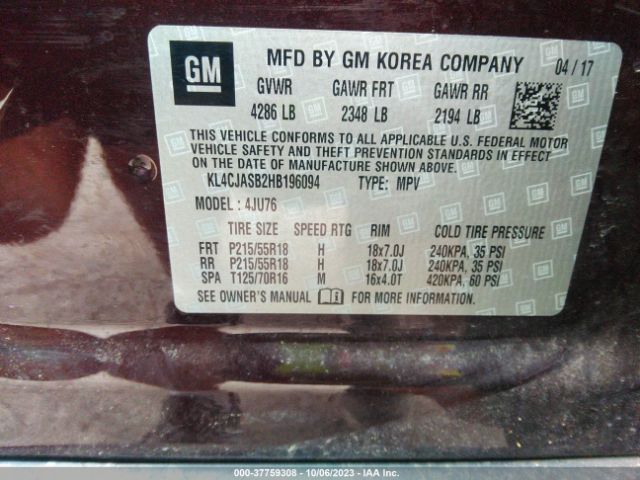 KL4CJASB2HB196094 Buick Encore Preferred