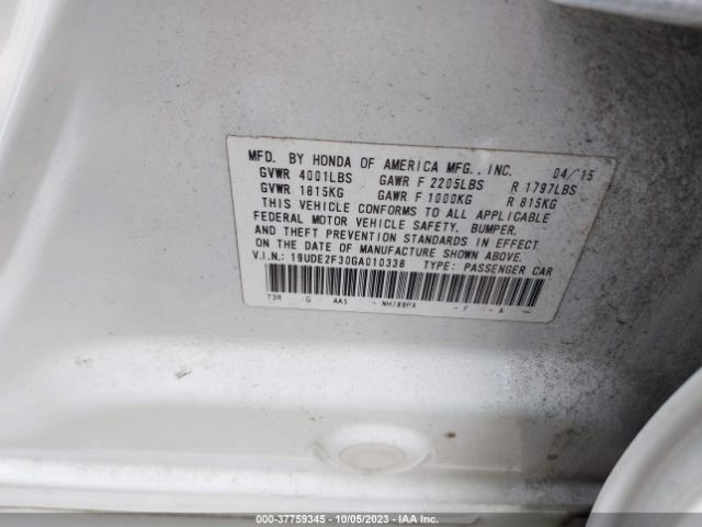 19UDE2F30GA010338 Acura ILX