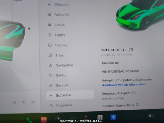 5YJ3E1EA0JF034500 Tesla Model 3 Range Battery