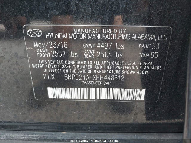 Hyundai SONATA SE 2017 5NPE24AFXHH448612 Image 9