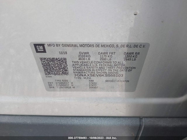 Chevrolet EQUINOX LS 2019 3GNAXSEV6KS555103 Image 9