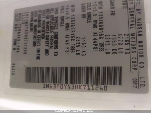 3N63M0YN3HK711260 Chevrolet City Express Cargo Van Ls