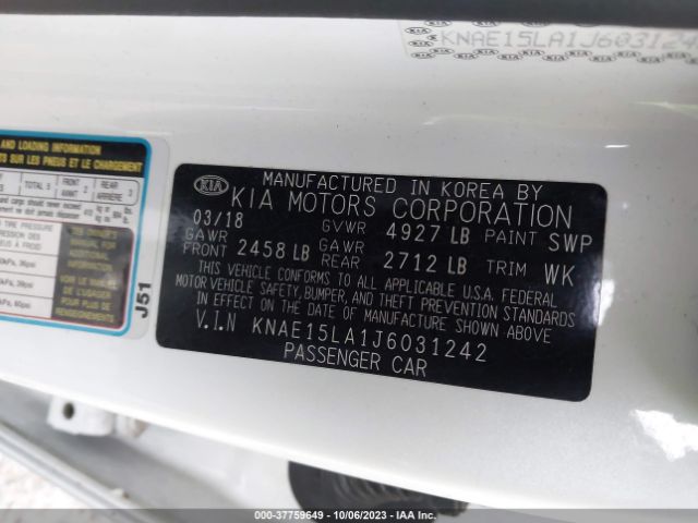 KNAE15LA1J6031242 KIA Stinger Base