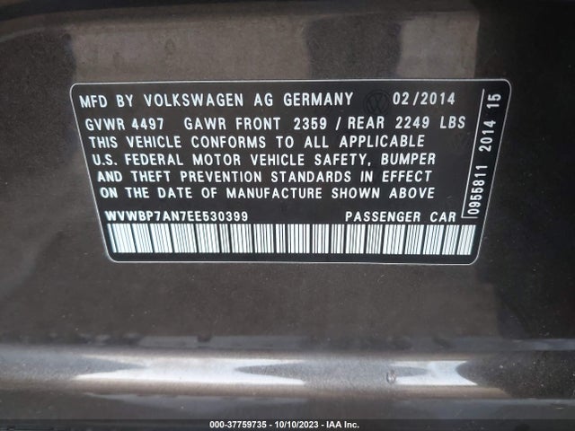 WVWBP7AN7EE530399 Volkswagen CC SPORT