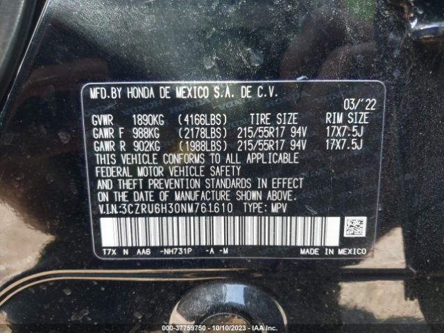 3CZRU6H30NM761610 Honda Hr-v Awd Lx