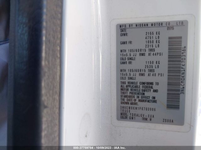 3N6CM0KN1FK703986 Nissan NV200 SV